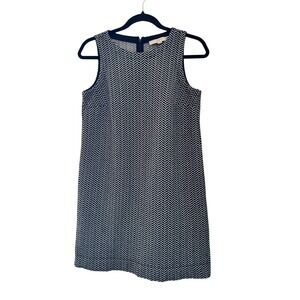 Loft Black White Chevron Sleeveless Shift Dress Petites SP Zig Zag Knit 442582
